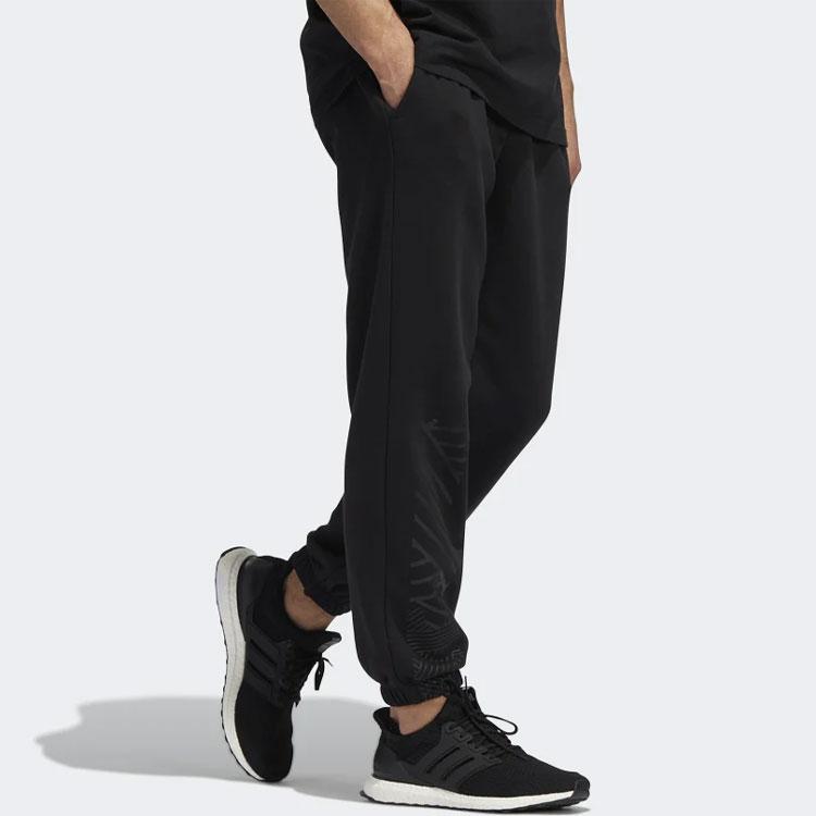 Adidas Solid Color Logo Casual Sports Long Pants Unisex Bottoms Black HP1356