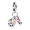 New S925 Silver Color Eggshell Painter's Palette Artist Charms Beads Fit  S925 Original Bracelets DIY Jewelry Birthday Gift