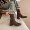 Korean Version 2025 Autumn and Winter New Sweet Bow Cashmere Round Head Thick Heel Thin Boots Personalized Versatile Short Boots