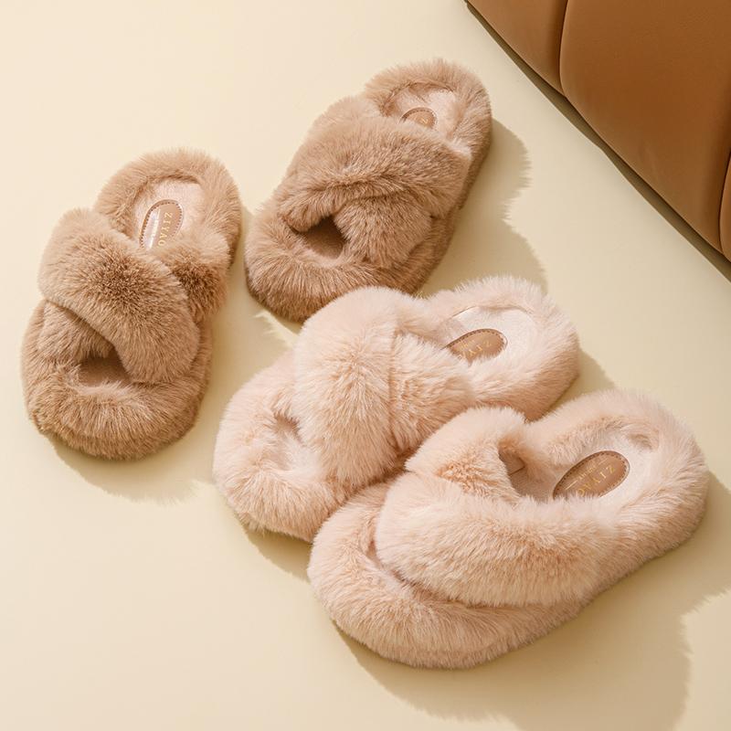 Fashion Fluffy Slippers Women Home Plush Luxury Designer Shoes Ladies Flat Home Autumn Winter Fashion Platform Footwear Casual Open Toe