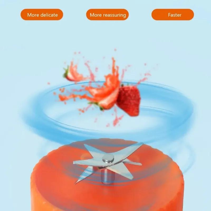 Mixeur de fruits multifonction blanc 380 ml, mini mixeur électrique portable, extracteur de jus, rechargeable par USB