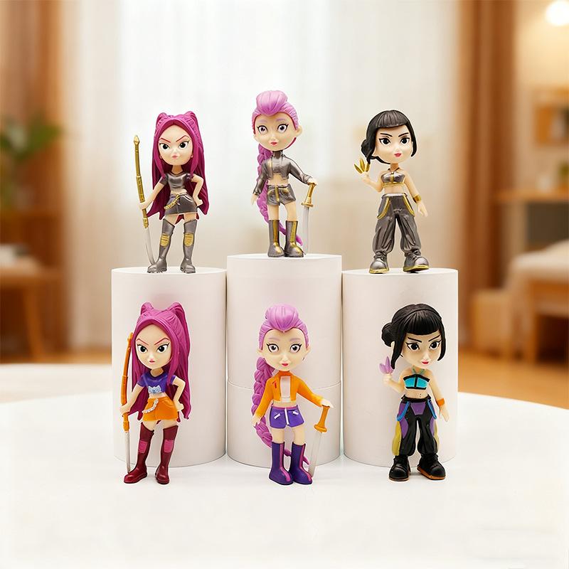 6pcs/Set Kpop Demon Hunters Action Figure Toys New K-POP Demon Slayer Doll Desktop Ornament Toy For Kid Gifts