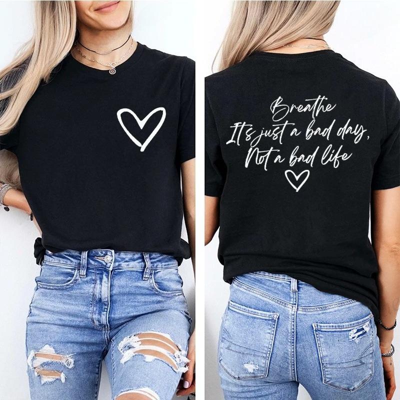 

This is just a bad day Printed Womens Tshirts short sleeved clothing fashionable and versatile trendy Womens Tshirts S