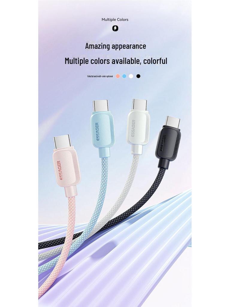 ESSAGER Super Fast Type-C Mobile Phone Charging Cable Compatible with Apple & Huawei