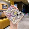 Blue Light Colored Flowers for iPhone17 New 16ProMax Mobile Phone Case Apple 15 Women's Diamond 14 All-inclusive