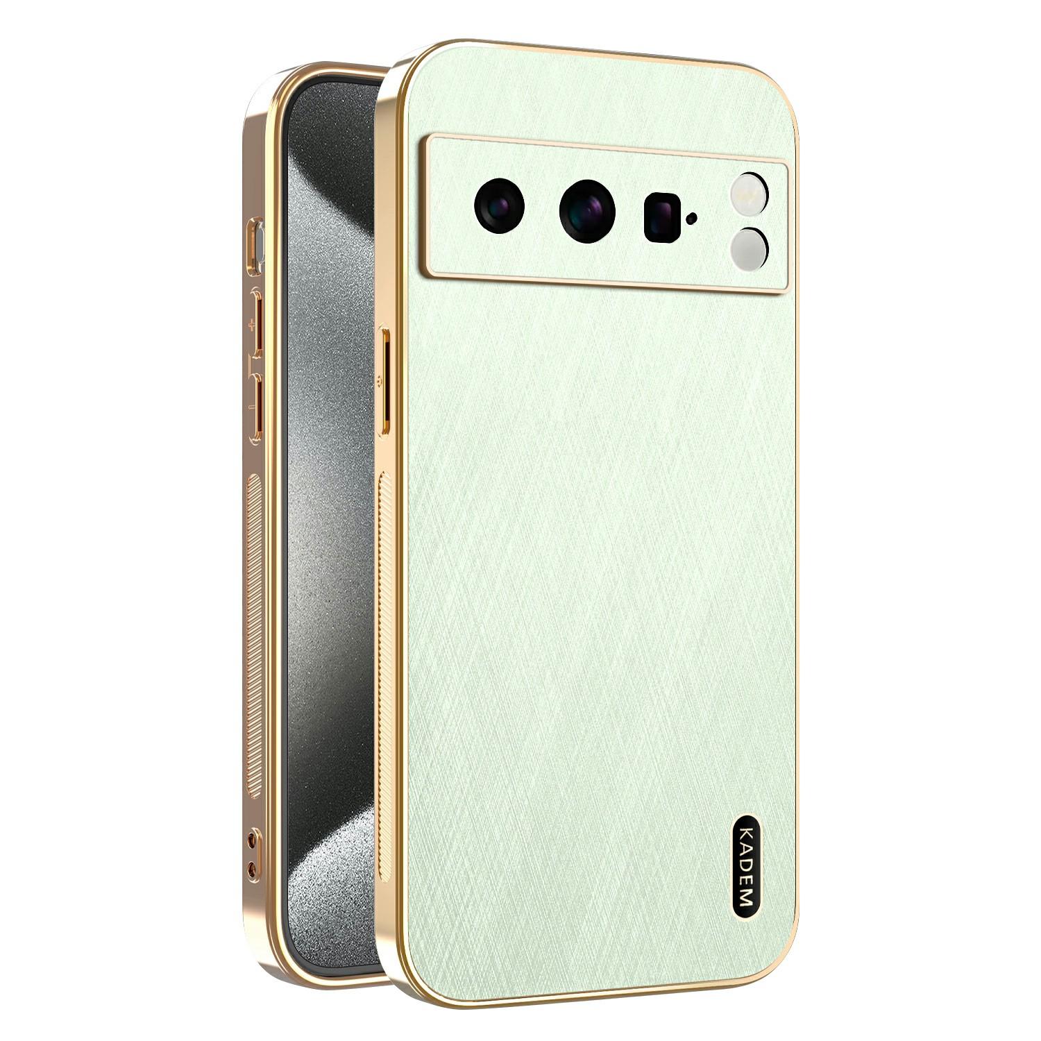 

KADEM For Google Pixel 8 Pro Case Electroplating Silk Texture PU+TPU Phone Back Cover Green