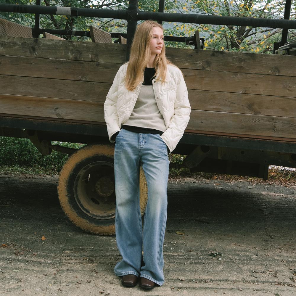 Elssibeui Vintage Wash Bootscut Denim Pants_Blue