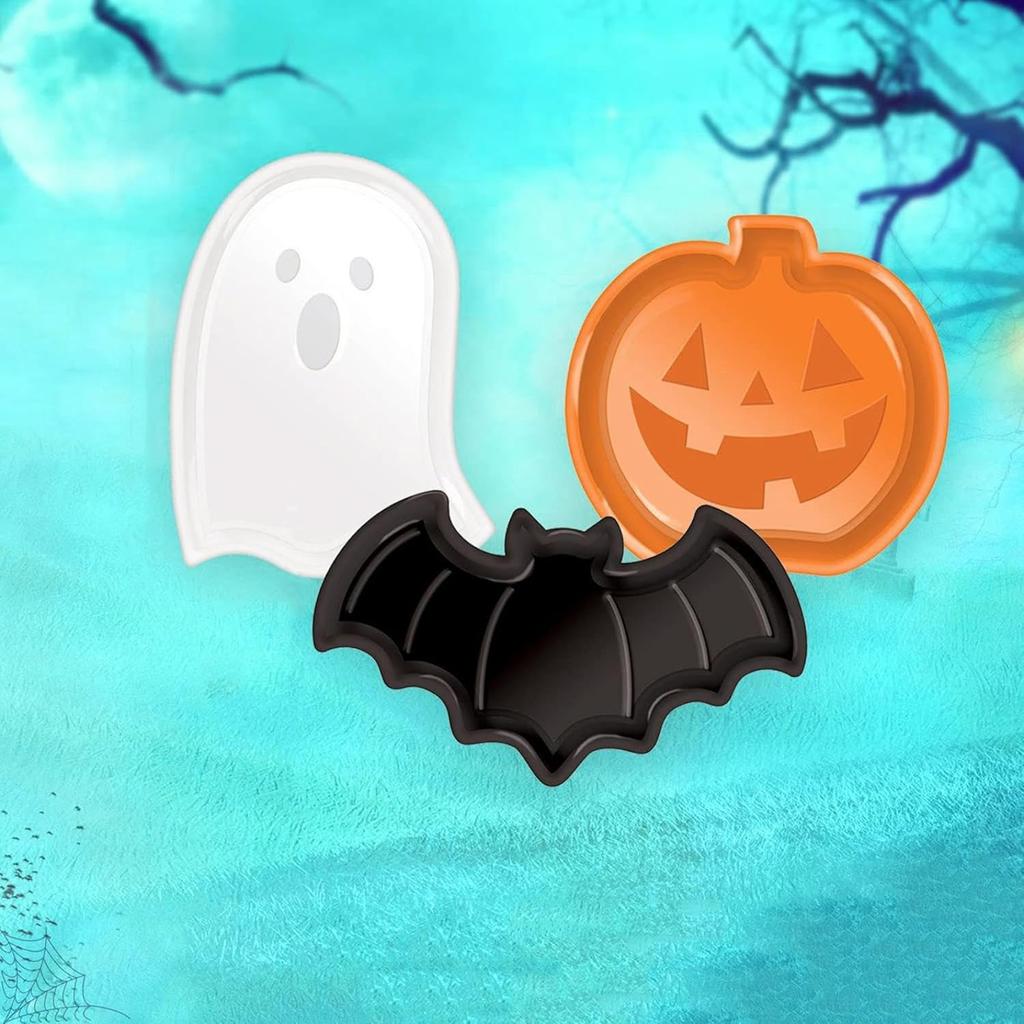 Halloween Plastic Serving Trays Pumpkin Ghost Bat Candy Snack Plates for Party Table Decoration Display Holiday Props