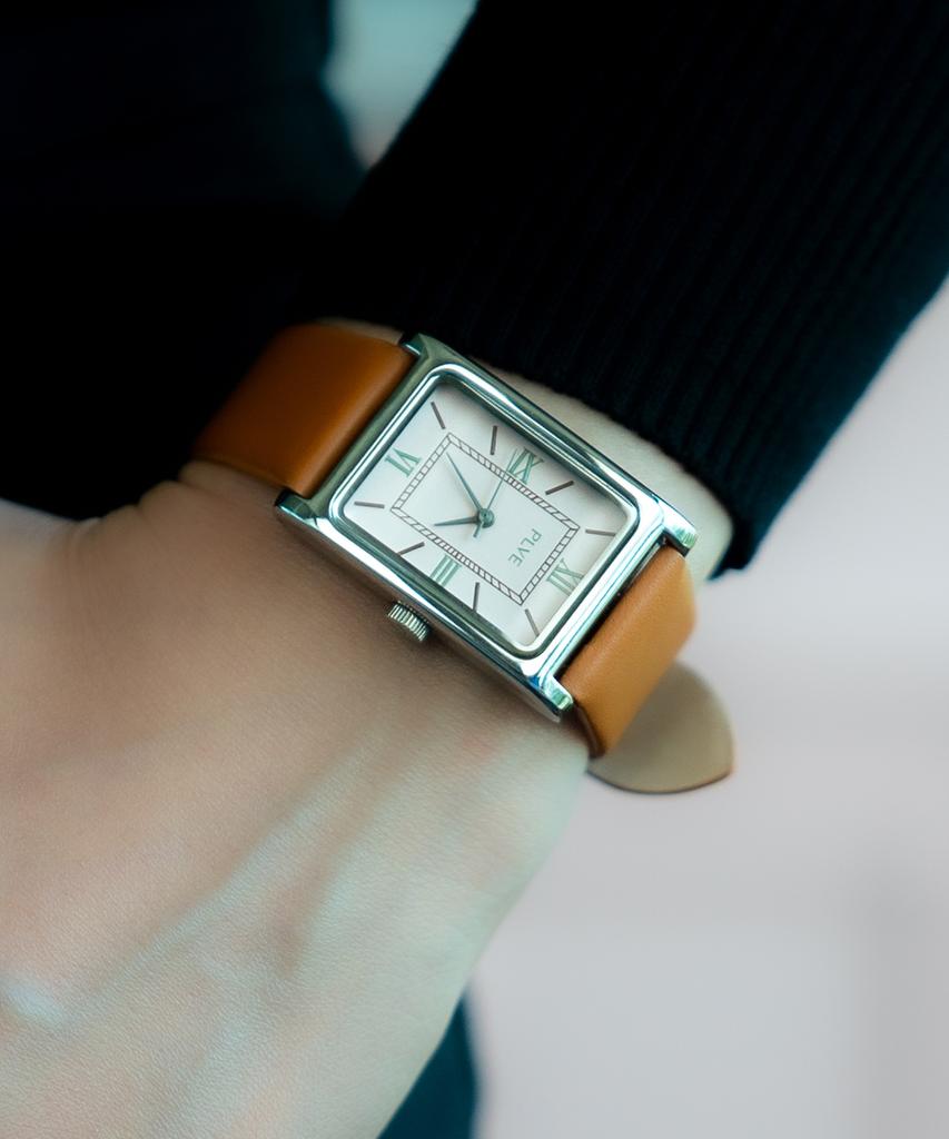 Polbaiseu Audrey Women'S Rectangular Leather Watch - Pale Pink Brown