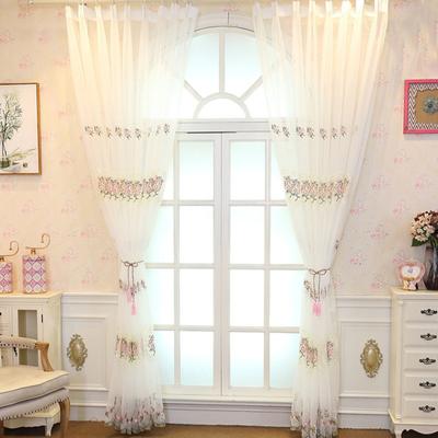 Yousheng Transparenter Vorhang mit Blumenstickerei, halbtransparenter Stoff streut Licht, Heimdekoration, Fenstervorhänge für Wohnzimmer