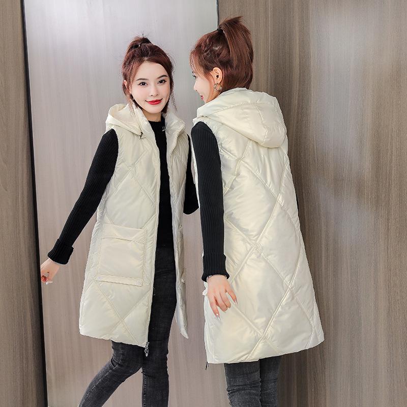 Gilet con cappuccio tinta unita da donna autunno inverno caldo ispessimento sciolto giacca senza maniche da donna
