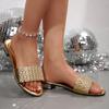 Ladies' Rhinestone Embellished Sandals - Open Summer Slippers, Casual and Formal Occasions, Fashionable Design Synthetic Leather Shoes