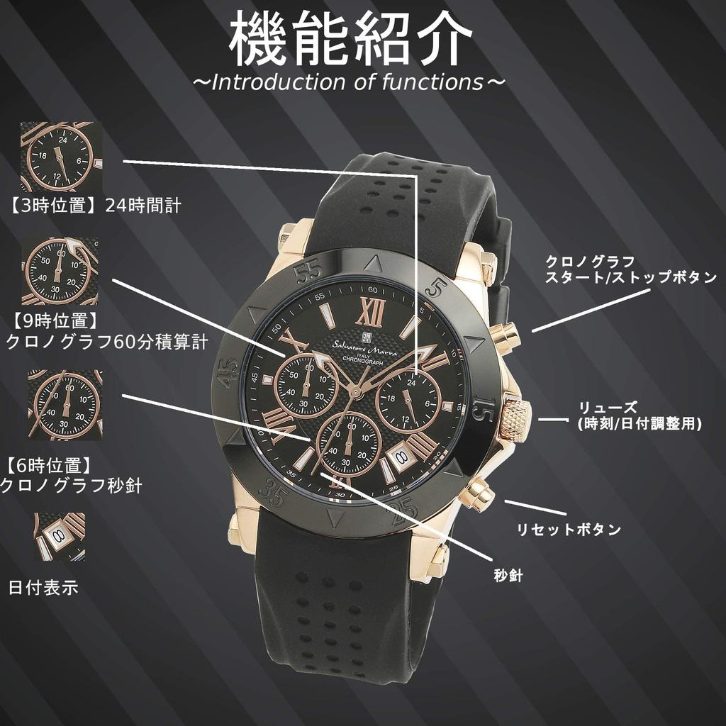 Chronograph Business Analog Quartz Watch for Limited Edition [Salvatore Marra] Men, Black, (PGBK)