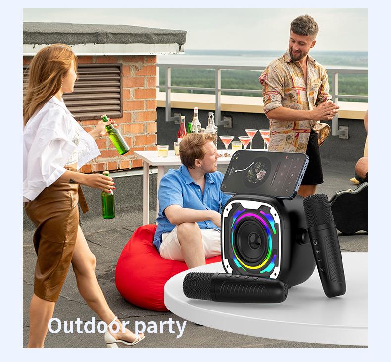 V11 Kabelloser Bluetooth Karaoke-Lautsprecher: Tragbarer, Outdoor-, Schreibtischtauglicher Subwoofer mit Mikrofon