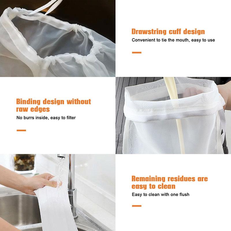 Lebensmittelechter Nylon-Filterbeutel Wiederverwendbares Mehrzweck-Siebnetz für Tee Kaffee
