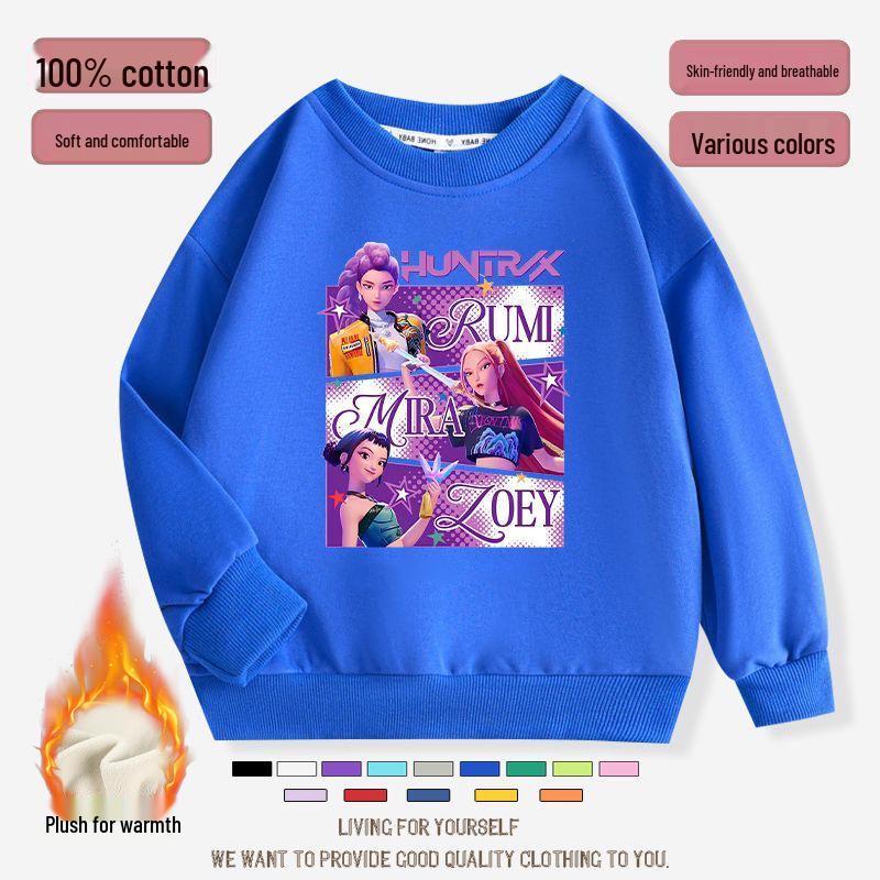 K-pop Monster Hunter Witch Girls' Hoodie - Stylish Autumn/Spring Round Neck Casual Top for Children