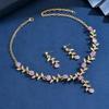 Vintage European & American Bridal Flower Rhinestone Wedding Jewelry Set: Necklace & Earrings