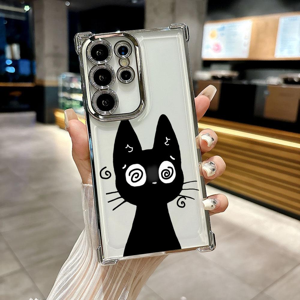 

Lustful Black Cat Love Funda For Samsung S26Ultra Phone Case For Galaxy S25 FE S26 S24 S23 S22 S21 Ultra S20 Plus 5G Clear Cover Galaxy S20 FE
