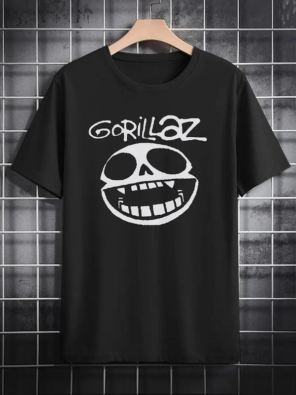 

Gorillaz Graphic Print T-Shirt for Unisex, Casual Crew Neck, Polyester Tee with Sli M