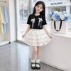 Completo estivo a due pezzi per bambina in stile coreano con fiocco - Dolce e alla moda Outfit con gonna a torta