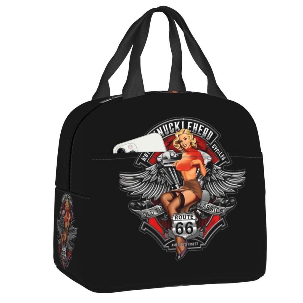 Benutzerdefinierte Route 66 Mother Road Sexy PinUp Brotdose Männer Frauen Kühlbox Warm Isolierte Brotdose für Erwachsene Büro