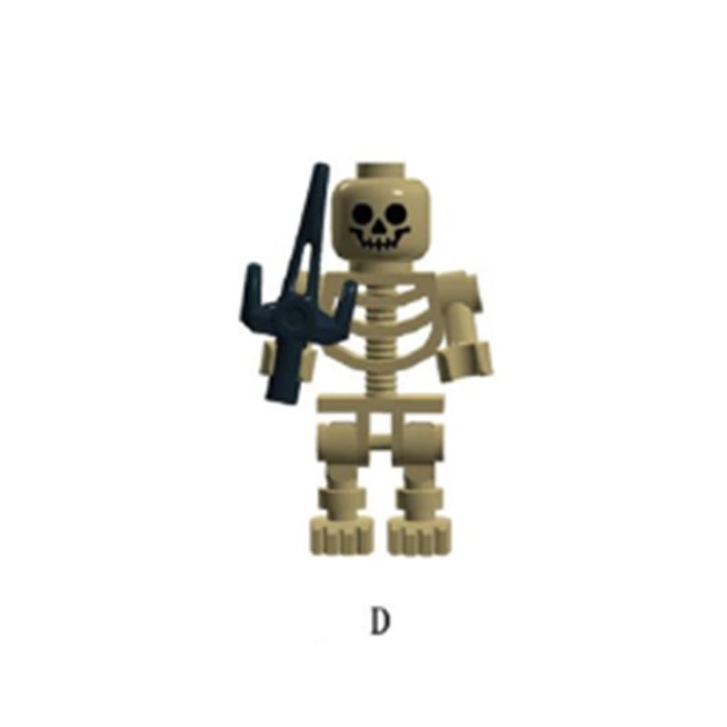 MOC Medieval Military Skeleton Corps Series Soldiers Army Building Block Weapons Spear Sword Accessories Brick Kids Toys Gift