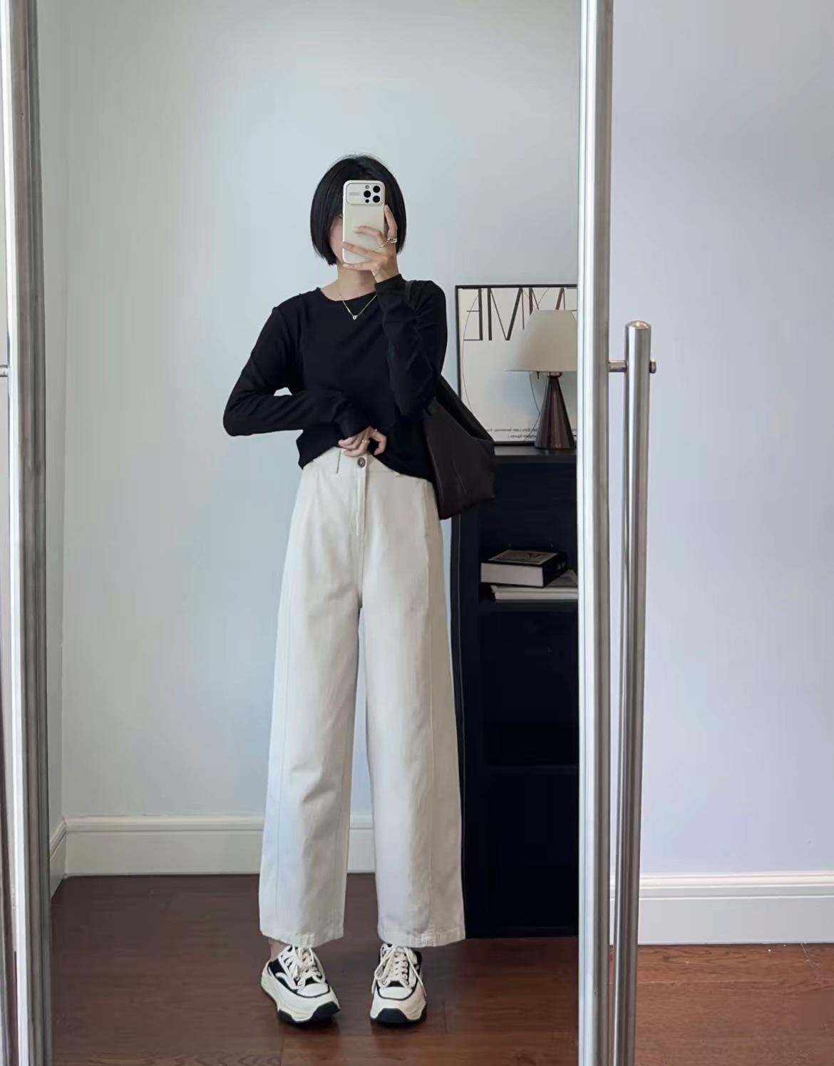 

Tencel Cotton Yamamoto Pants: 2026 Spring Women s Casual Solid Color Fashion. S (45-52.5 kg) грязно-белый