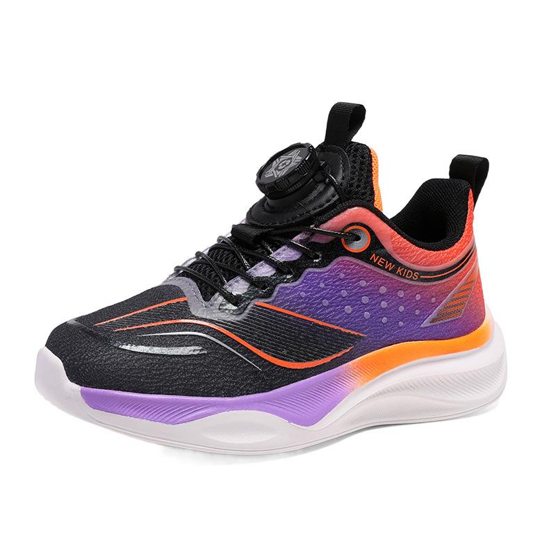 Classmates Boys 7-12 Years Old Breathable Mesh Rotating Buttons Boys Students Lightweight Running Shoes Breathable and Lightweight