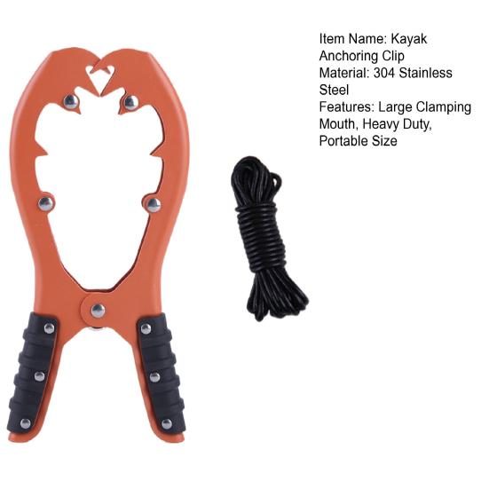 Kayak Anchoring Grip with Large Clamping Mouth Heavy Duty Kayak Brush Gripper Portable Camping Hiking Stainless Steel Canoe Boat Anchoring Clamp