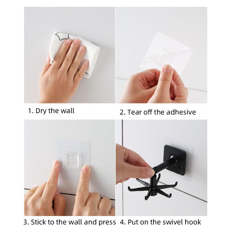 Otočný o 360 stupňů 6 háčků Kuchyňské úložné regály Víceúčelový otočný stojan Organizéry na špachtle a lžíce