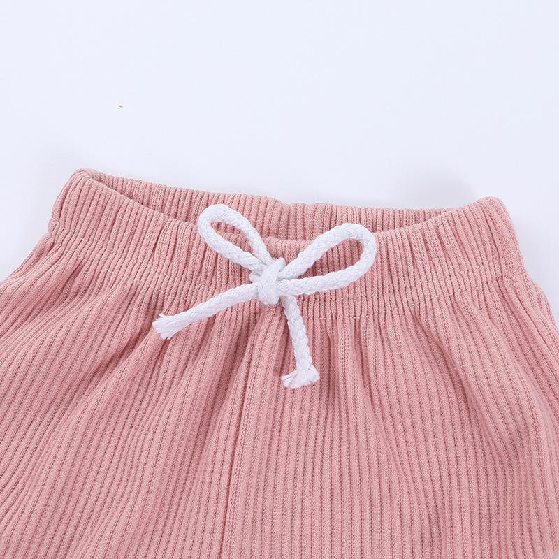 Casual Solid Color Baby Grils Clohting Set Summer Cotton Short Sleeve Tops+ Shorts O-neck Toddler Clothes Sets