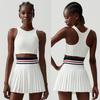 Sports Fitness Yoga Wear Suit Female Exposure-Proof Skirt Pocket Tennis Skirt Quick-Drying Shockproof Beauty Back Exercise Bra