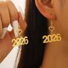 Minimalist New Year 2026 Earrings Hollow Out Metal Pendant Drop Earrings For Women Men New Year Jewelry Gifts