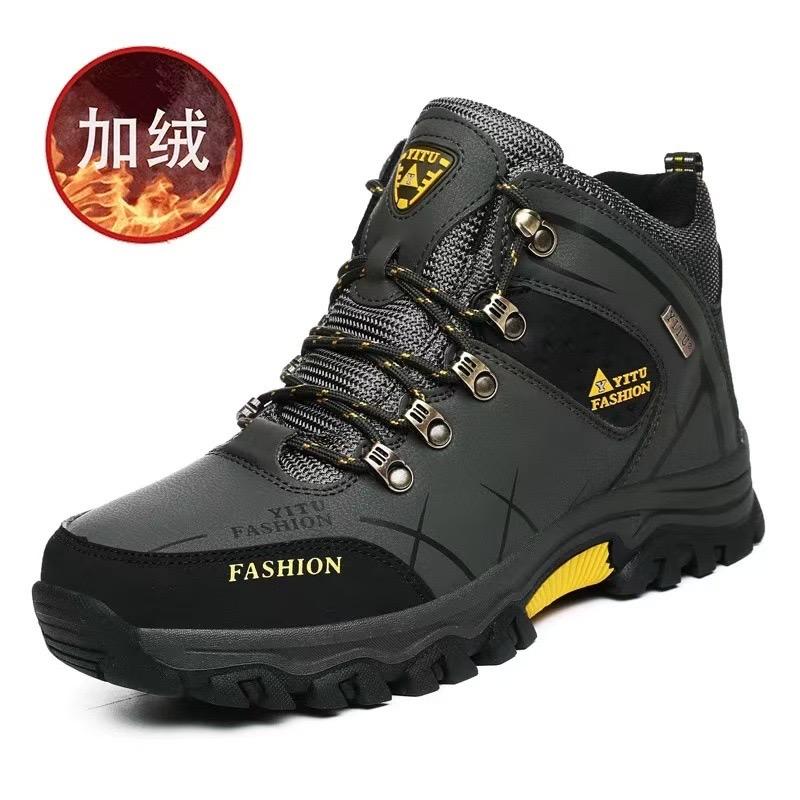 Men Boots Fashion Casual High-Top Boots Winter Plush Warm Cotton Shoes Waterproof Snow Boots Outdoor Non Slip Hiking Shoes Botas