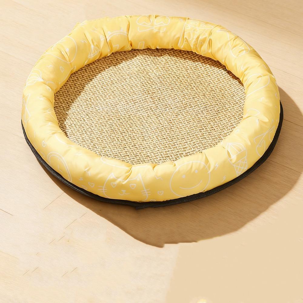 

Wear Resistant Dog Sleeping Bed Round Pet Cooling Nest Pet Supplies Pet Ice Mat Four Seasons 13.78x13.78 in жёлтый