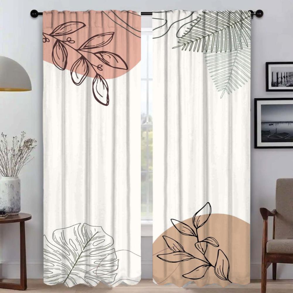 Concise Style Plants Blackout Curtain for Room 2 Panel Modern Living Room Curtains Tulle for Bedroom Shades Partition Kitchen