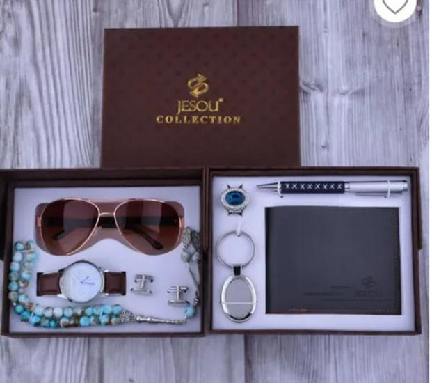 Men's Chinese Valentine's Day Fashion Gift Set: Large Dial Quartz Watch with PU Band
