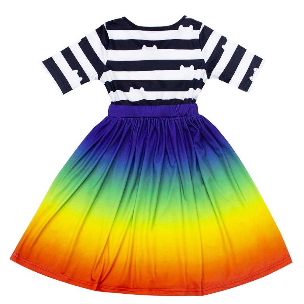 Children's Gabby Dress Girl's Black And White Striped Cat Print Dress For Toddler Kids Halloween Birthday Themed Party Outfits