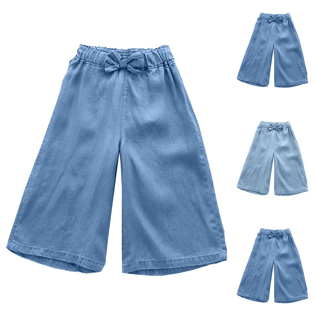Girls' Summer Rayon Denim Pants - Lightweight Wide Leg Jeans For Teens