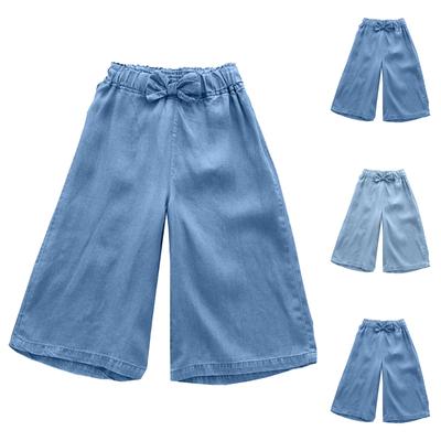 Kız Çocuk Yazlık Rayon Denim Pantolon - Gençler İçin Hafif Geniş Paça Kot Pantolon