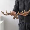 Nordic Vintage Deer Horn Decorative Hook Wall Hanging Clothes And Hats Hook High-End Living Room Decor Antler Resin Statue Craft