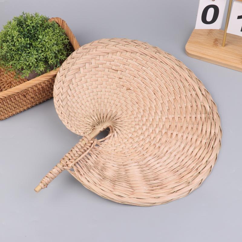Farmhouse Style Handmade Woven Palm Leaf Fan Wedding Hand Fans For Summer Home Decoration Beach Parties Outdoor Events