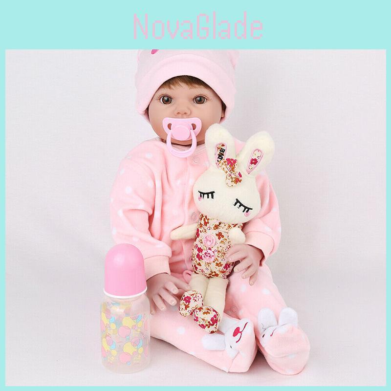 Handmade 20 Inch Soft Vinyl Silicone Reborn Baby Doll With Fair Skin Tone