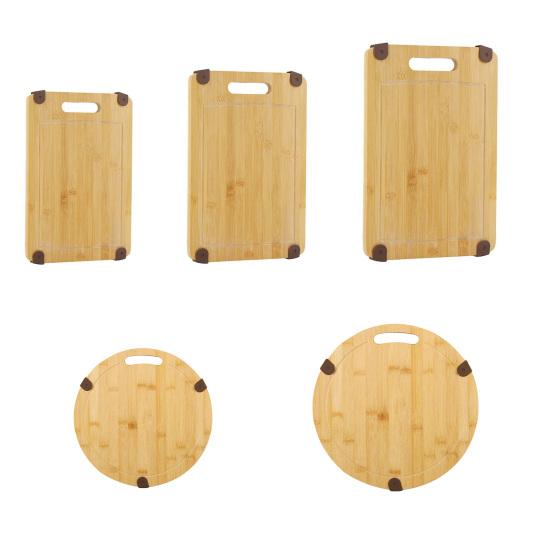 Bamboo Cutting Board Non-Slip Square Chopping Board for Meat Fruit Dough Dishwasher Safe Essential Kitchen Tool for Home Camping
