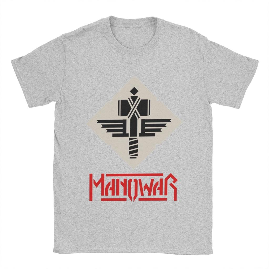 Herren T-Shirt Manowar Lässiges Reines Baumwoll T-Shirt Kurzarm T-Shirts O-Ausschnitt Tops 4XL 5XL