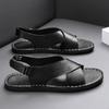 Fashion Vintage Style Summer Men's Sandals Genuine Leather Male Casual Shoes Outdoor Men Open-toe Beach Shoes Leisure Walk Roman Flats