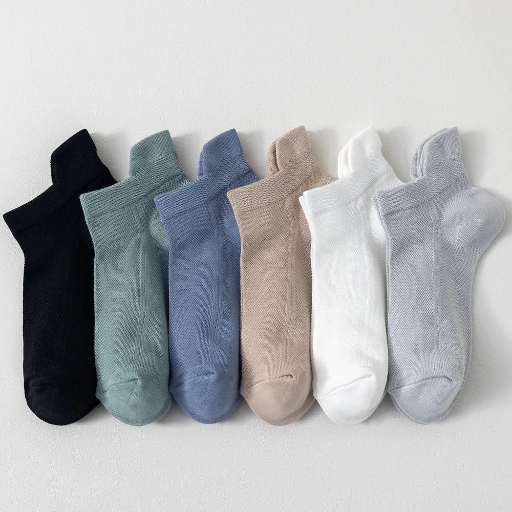 6 Pairs Summer Socks Men Thin Mesh Ankle No-show Socks High Quality Cotton Invisible Sports Socks