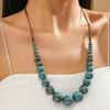 Big Vintage Ceramic Beaded Necklace For Women Handmade Long Adjustable Boho Ethnic Style Jewelry