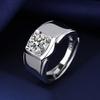 925 Sterling Silver Rings for Men Shining Crystal Adjustable Size Fashion Gifts Engagement Wedding High Quality Jewelry