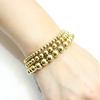 Fashion Jewelry Gold Plated Waterproof Metal Ball High Quality Smooth Diameter 3/4/6/8mm Elastic Stainless Steel Bracelet